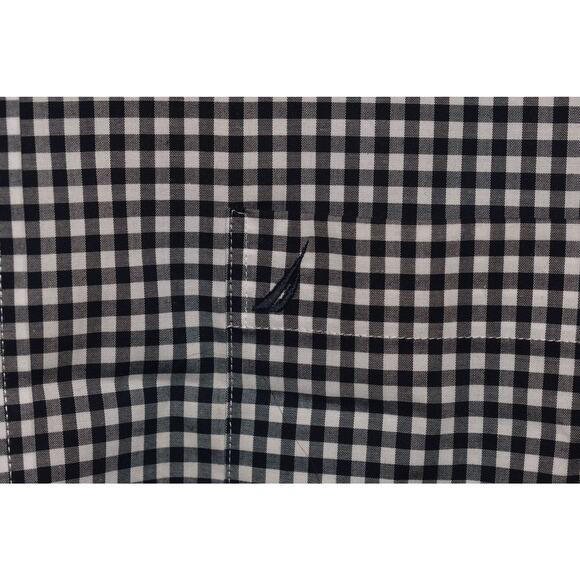 NAUTICA NEW $70 Navy White Gingham Check Long Sleeve Button Down Shirt Men's XXL - Picture 3 of 4